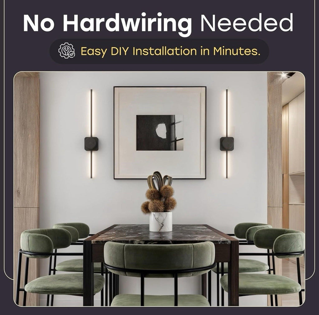 Set of 2 Detachable & Rechargeable Battery Operated Wall Sconce 24.5"  Black