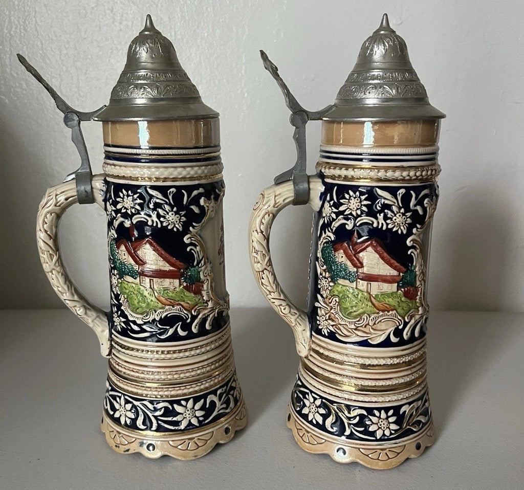 Becks Large Stein with Pewter Lid – M/R 300-Porcelain Ceramic Breweriana