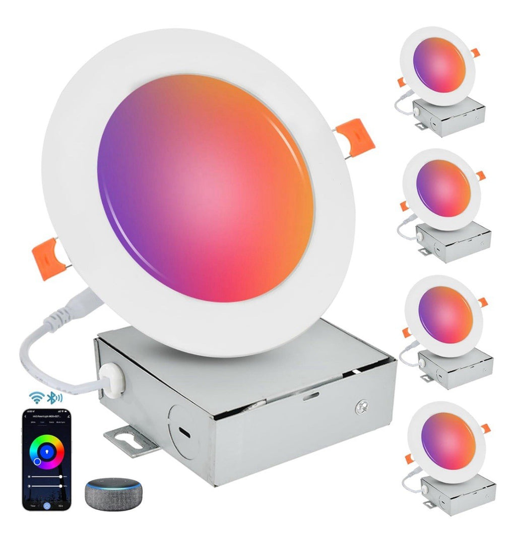 Smart Recessed Lighting 4 Inch RGBCW Color Changing 9W LED Downlight (4 Pack)