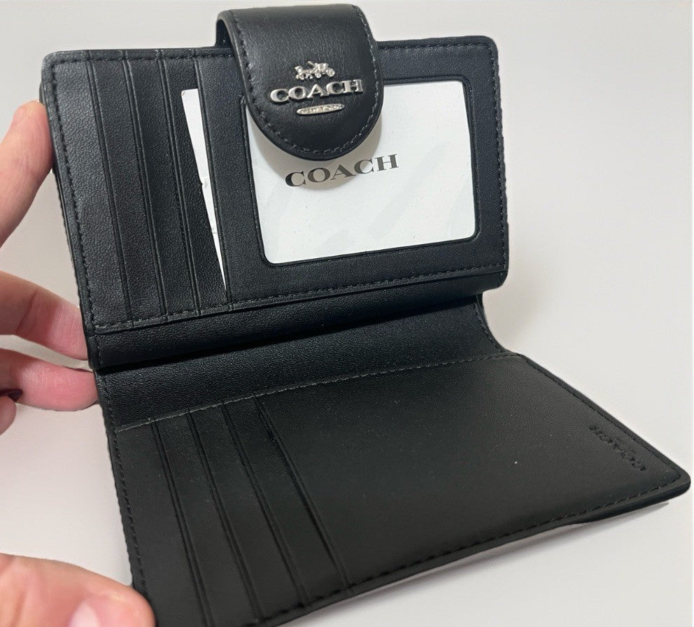 Coach Medium Corner Zip Wallet Charcoal Black NWT