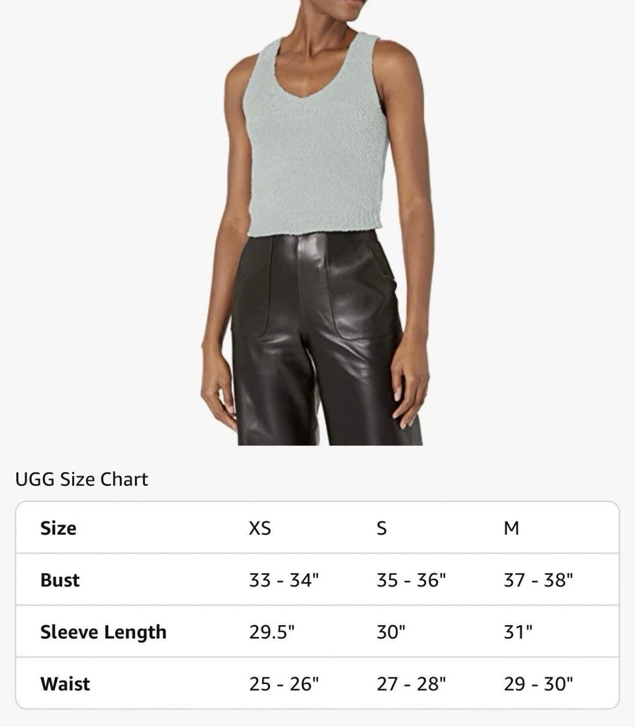 UGG Women's Dulcie Knit Sidewalk Sleeveless Deep V Neck Cropped Cozy Tank Top xs