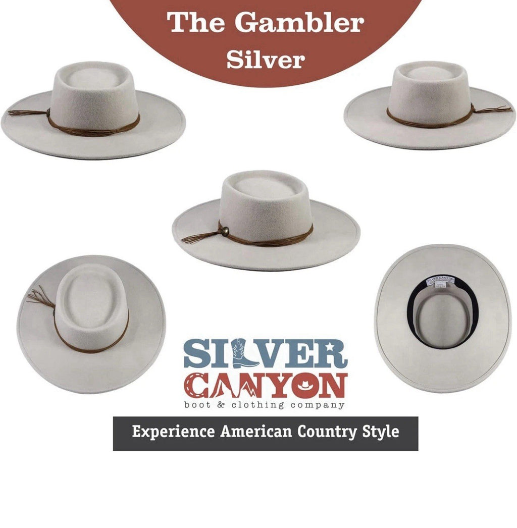Silver Canyon Women’s Gambler Telescope Wool Felt Wide Brim Western Hat MEDIUM