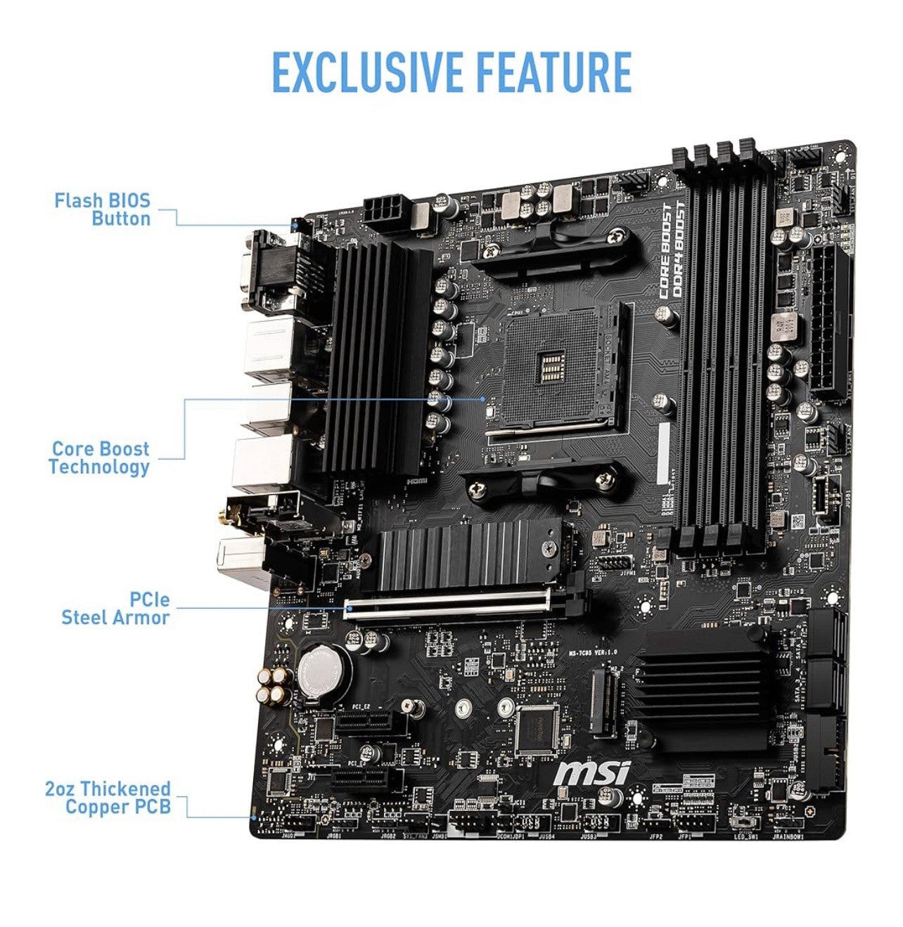 MSI B550M PRO-VDH AMD Ryzen AM4 Micro ATX Motherboard DDR4 SATA 6Gbs 128GB [NEW]
