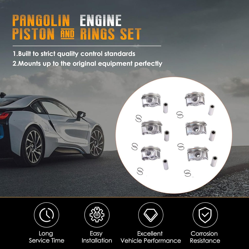 6PCS Engine Pistons Rings Set 84mm N54 Engine Fit for E82 E90 E91 E92 E93 E60