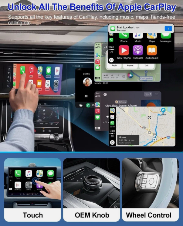 FcotMiue Wireless CarPlay Adapter 2025 Upgraded Plug & Play