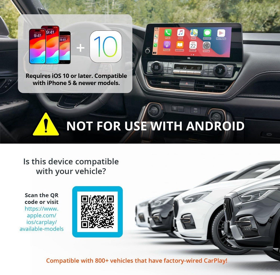 2025 Upgraded Wireless CarPlay Adapter for iPhone iOS10+ Bluetooth & Wifi