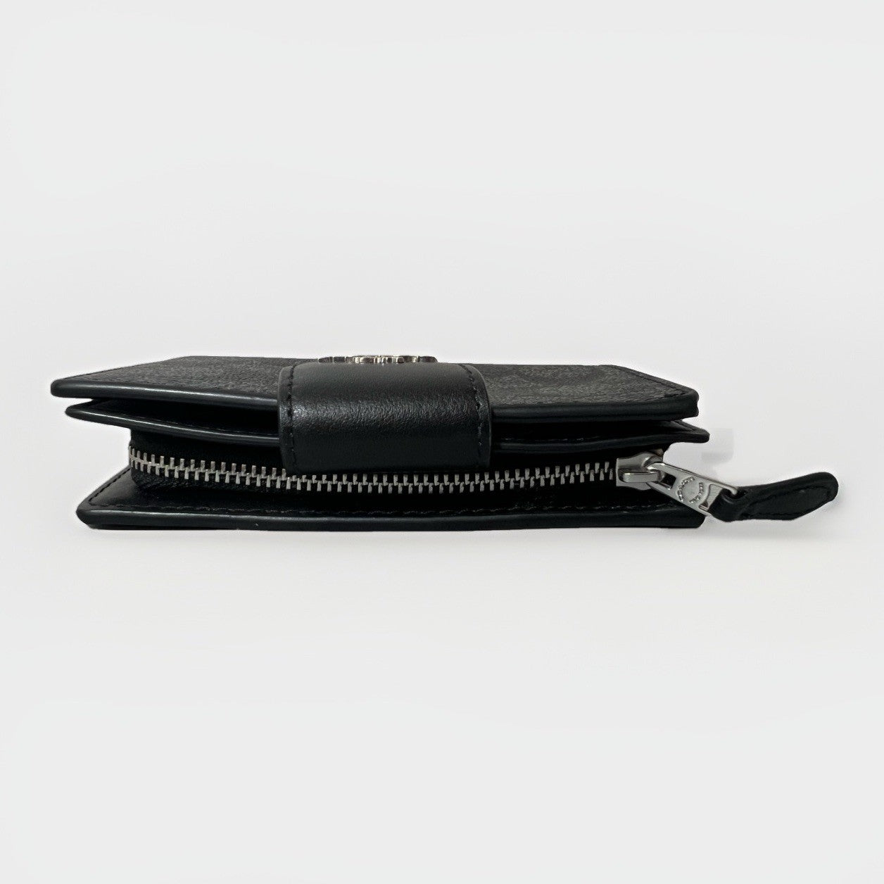 Coach Medium Corner Zip Wallet Charcoal Black NWT