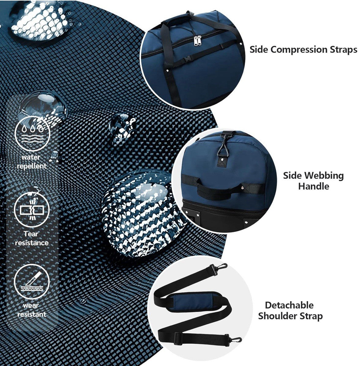 32” Expandable 140L Rolling Duffle Bag Luggage with 2 Inline Wheels Convertible