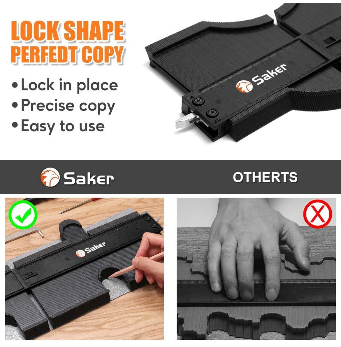 Saker Adjustable Measure Connection Profile Gauge 5+10 Inch - Precision Tool