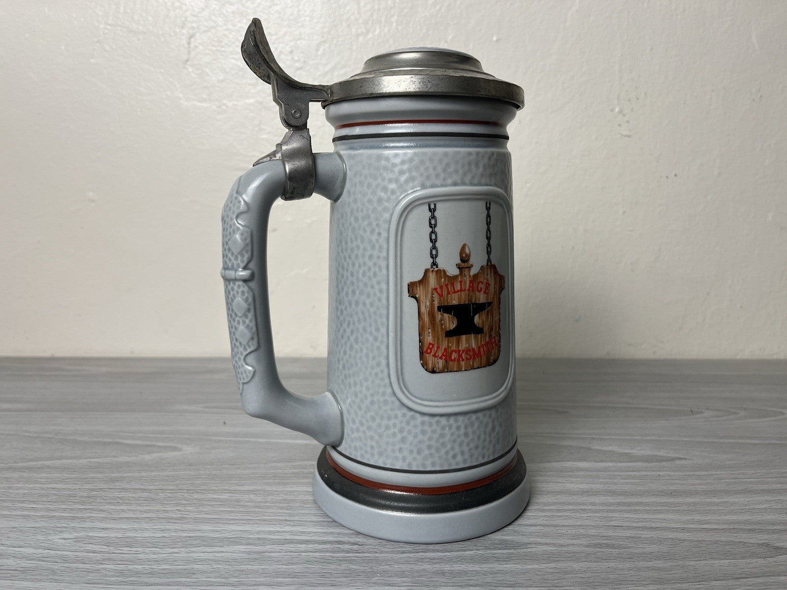 German Lidded Beer Stein 1985 Vintage Collectible - The Building Of America