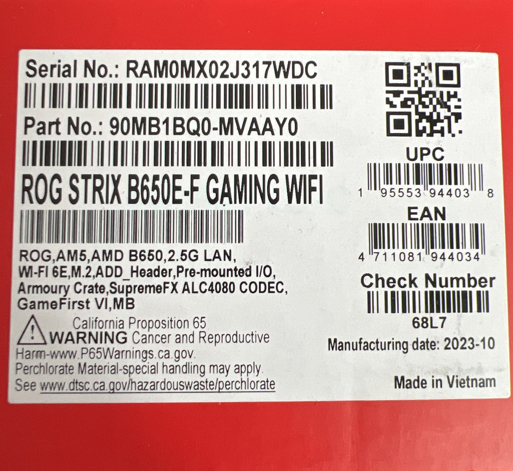 ASUS ROG Strix B650E-F Gaming WiFi AMD B650 AM5 Ryzen™ Desktop 9000 8000