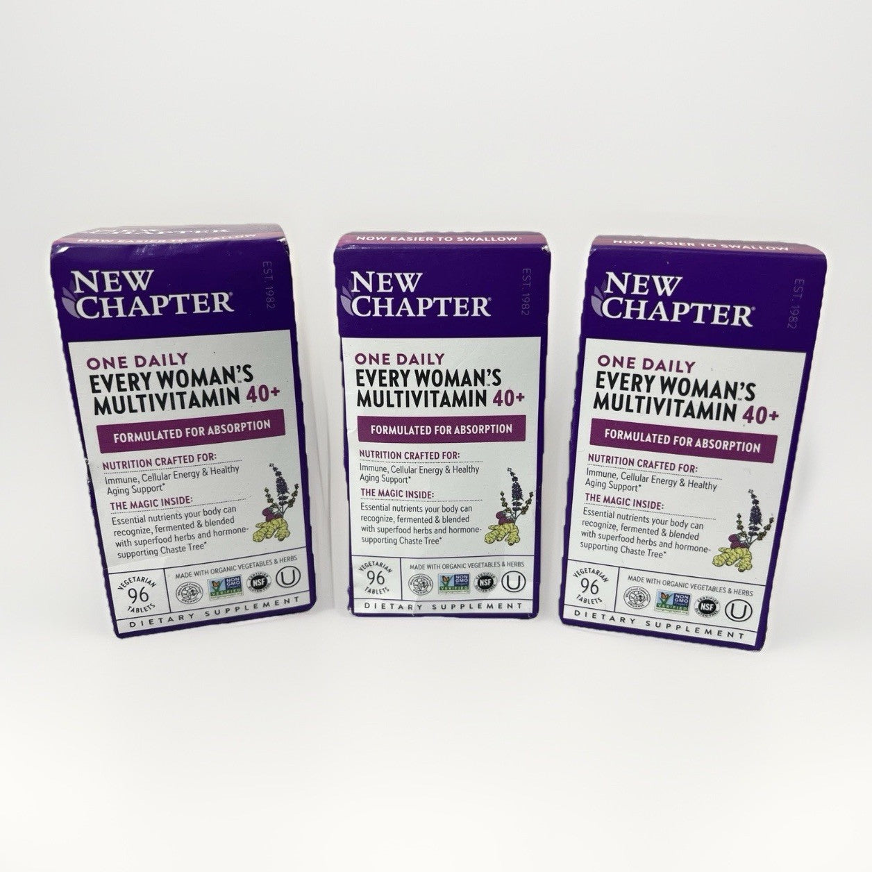 LOT OF 3- New Chapter One Daily Every Woman’s Multivitamin 40+ 96 Tablets