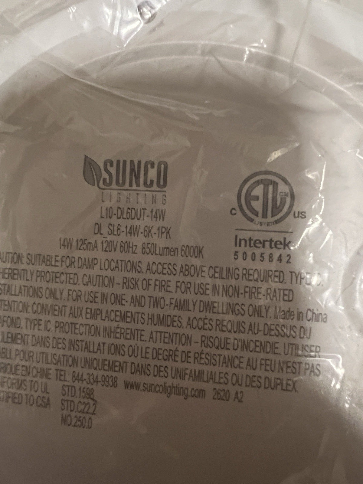 Sunco Lighting 2 Pack 6 Inch Slim LED Downlight with Junction Box 14w-6k