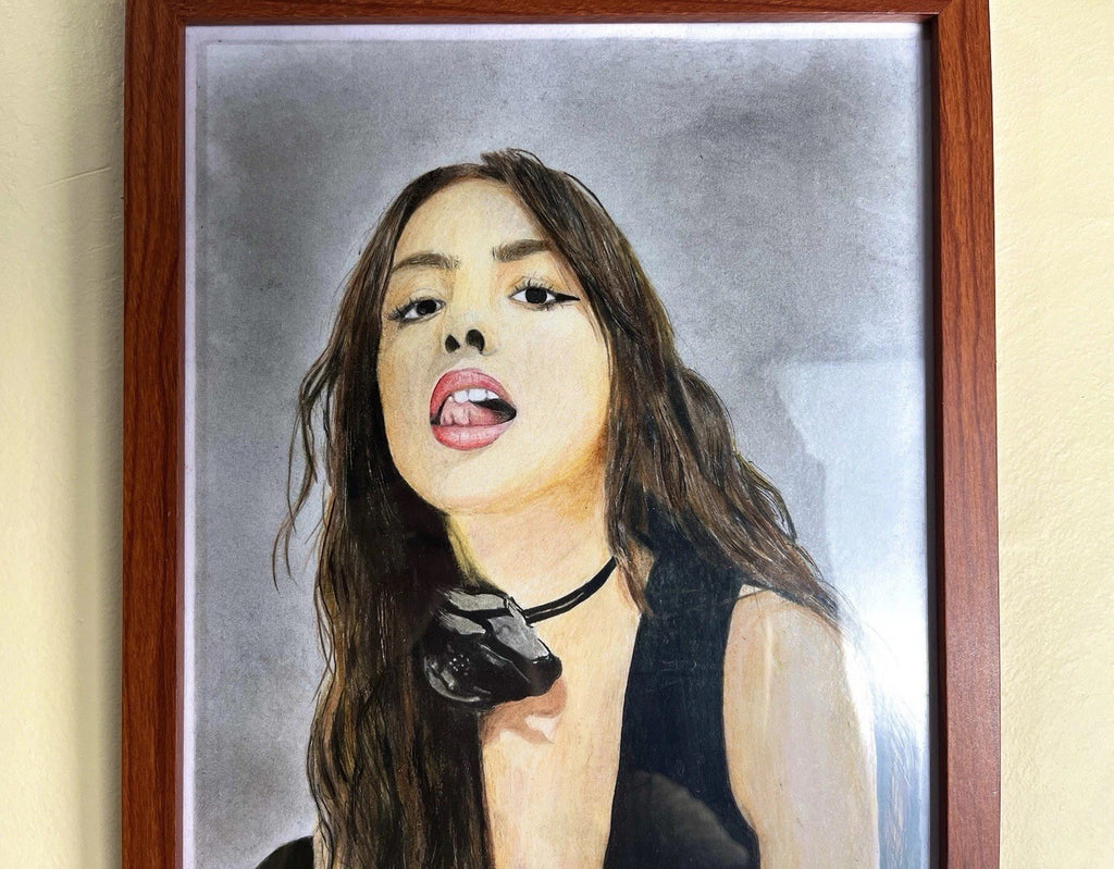 Olivia Rodrigo Original Poster Drawing - Framed Handmade Artwork