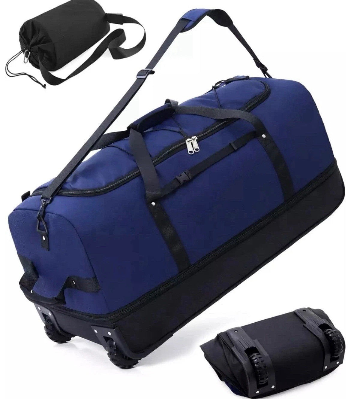 32” Expandable 140L Rolling Duffle Bag Luggage with 2 Inline Wheels Convertible
