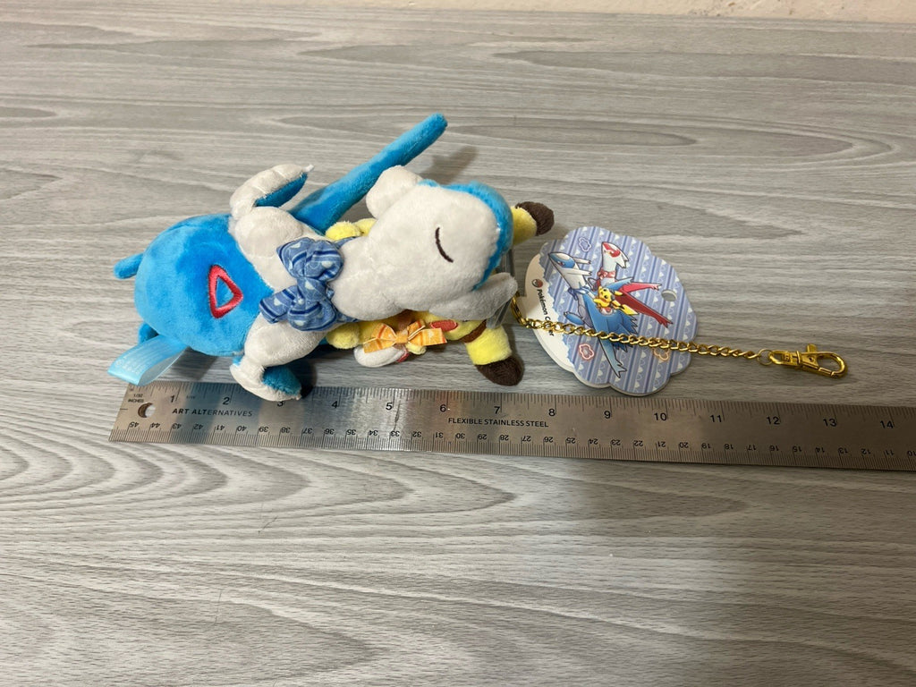 Pokemon Center Japan 2019 Riding Latios Pikachu mascot plush keychain RARE