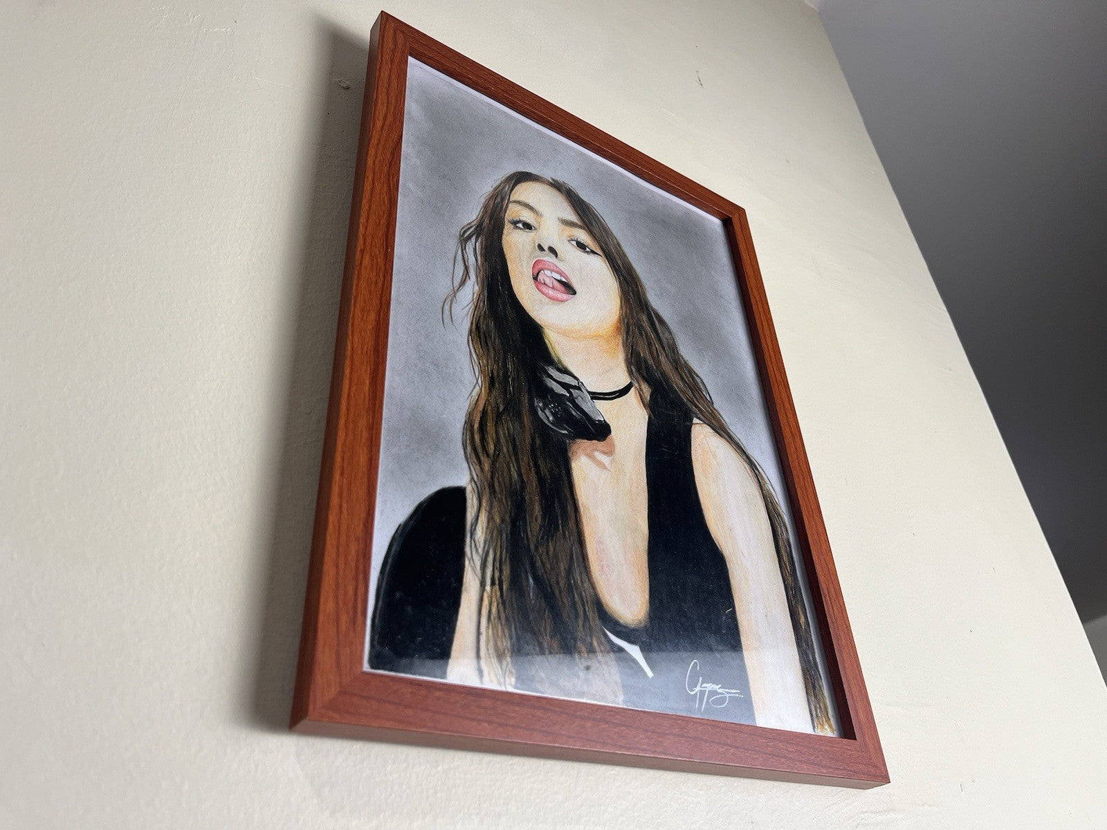 Olivia Rodrigo Original Poster Drawing - Framed Handmade Artwork