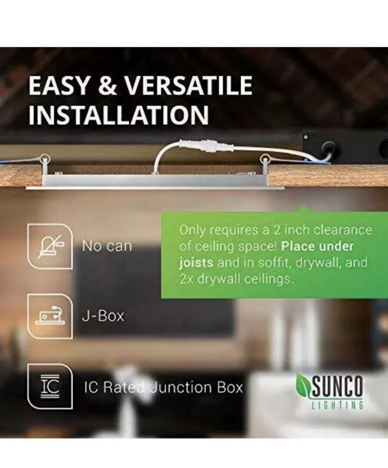 Sunco Lighting 2 Pack 6 Inch Slim LED Downlight with Junction Box 14w-6k