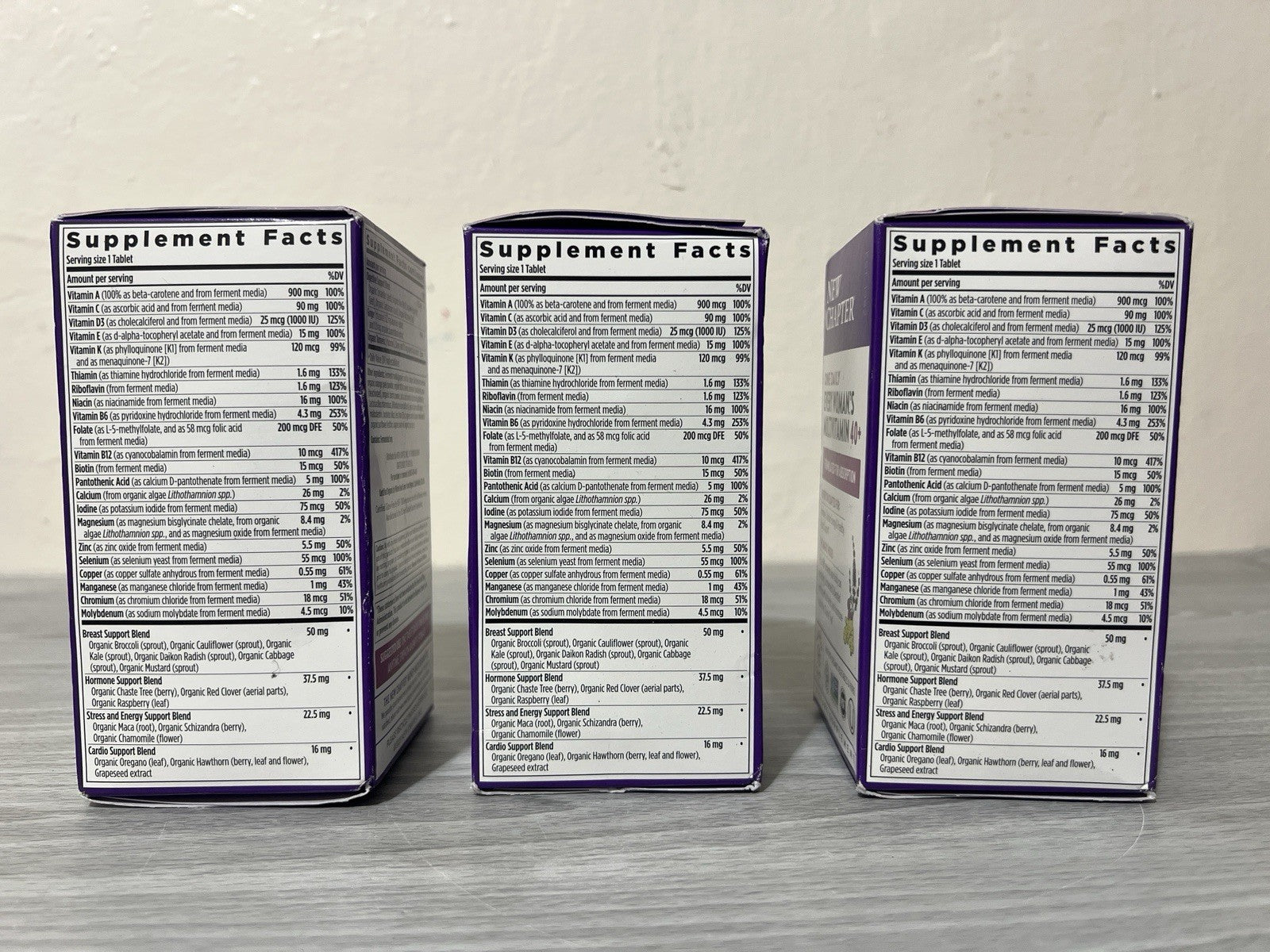 LOT OF 3- New Chapter One Daily Every Woman’s Multivitamin 40+ 96 Tablets