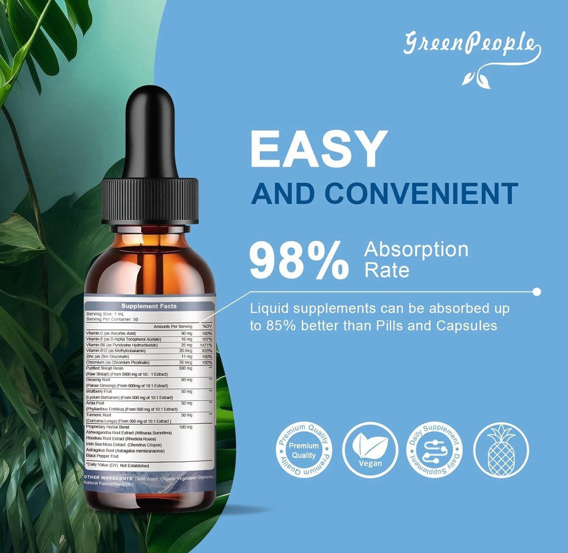 Pure Shilajit Fulicacid Drops Natural Drops Daily Energy Immune System Support