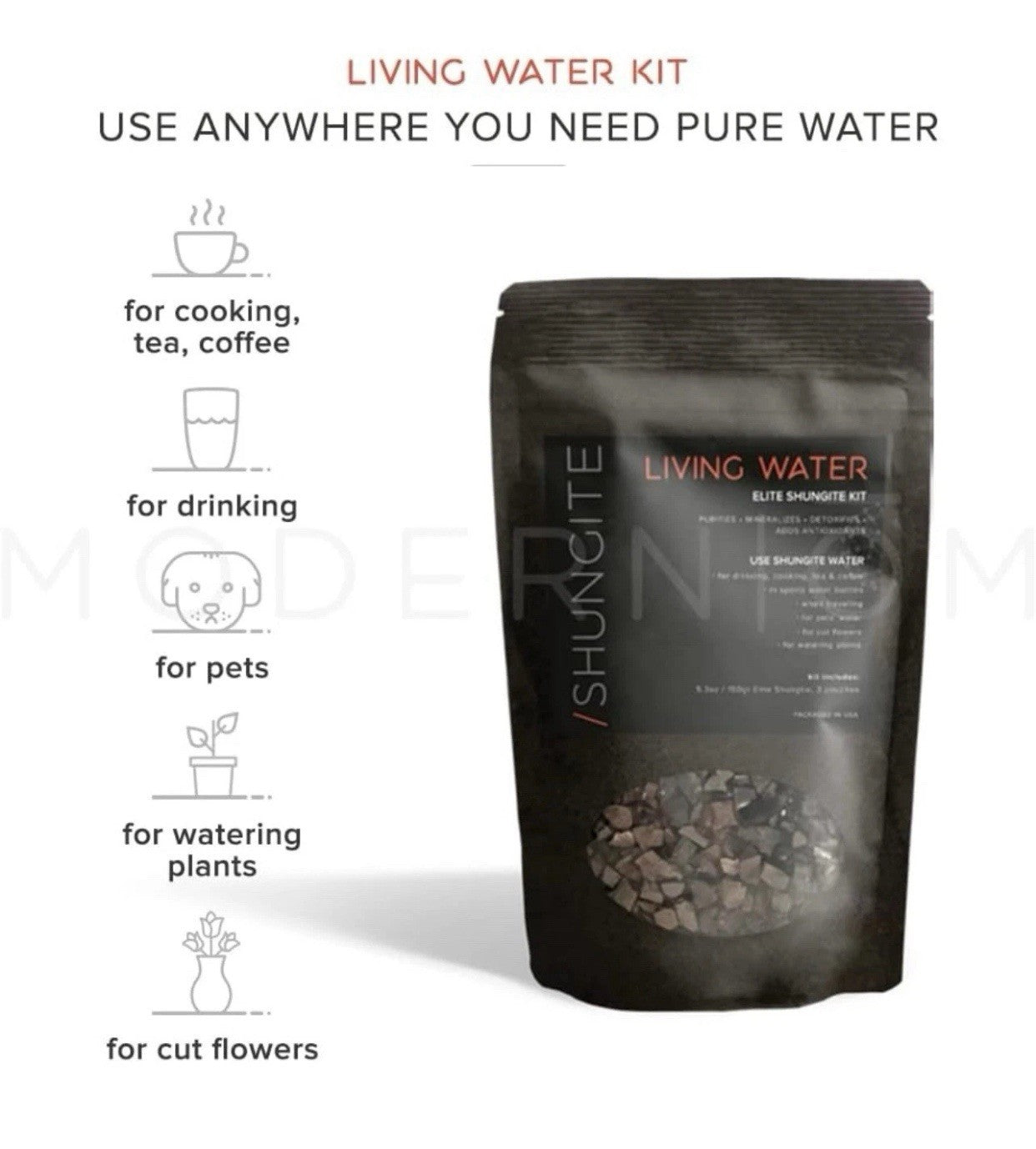 Modern ŌM Shungite Living Water Kit | Ready to Use Elite Shungite Stone Gravel