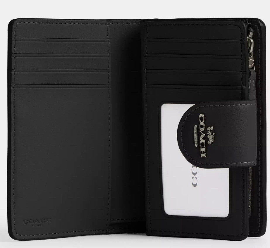 Coach Medium Corner Zip Wallet Charcoal Black NWT