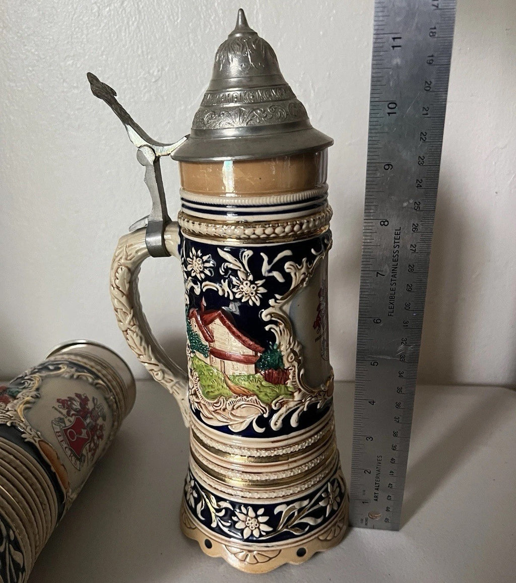 Becks Large Stein with Pewter Lid – M/R 300-Porcelain Ceramic Breweriana