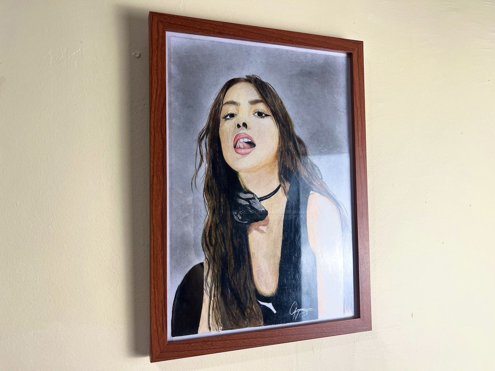 Olivia Rodrigo Original Poster Drawing - Framed Handmade Artwork