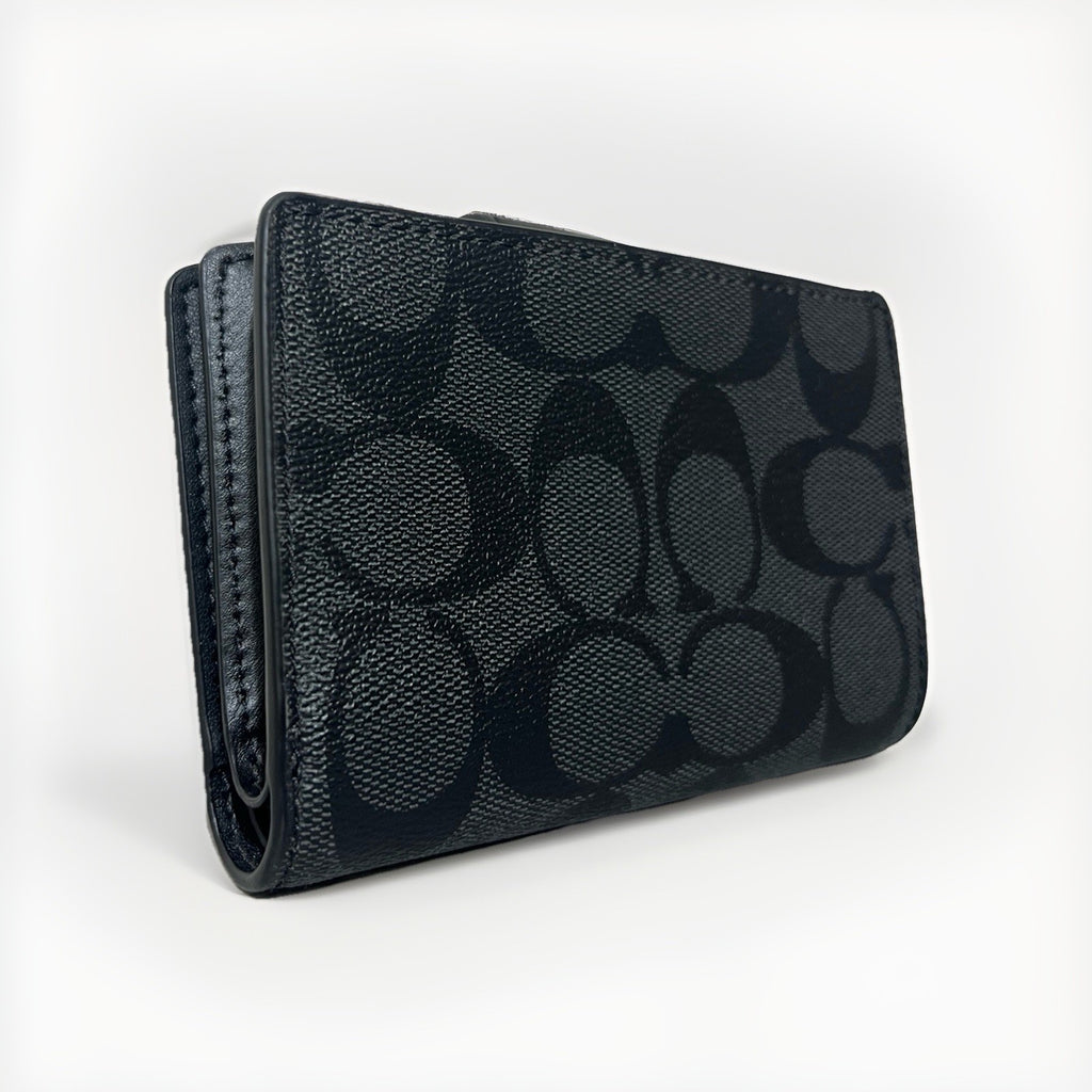 Coach Medium Corner Zip Wallet Charcoal Black NWT