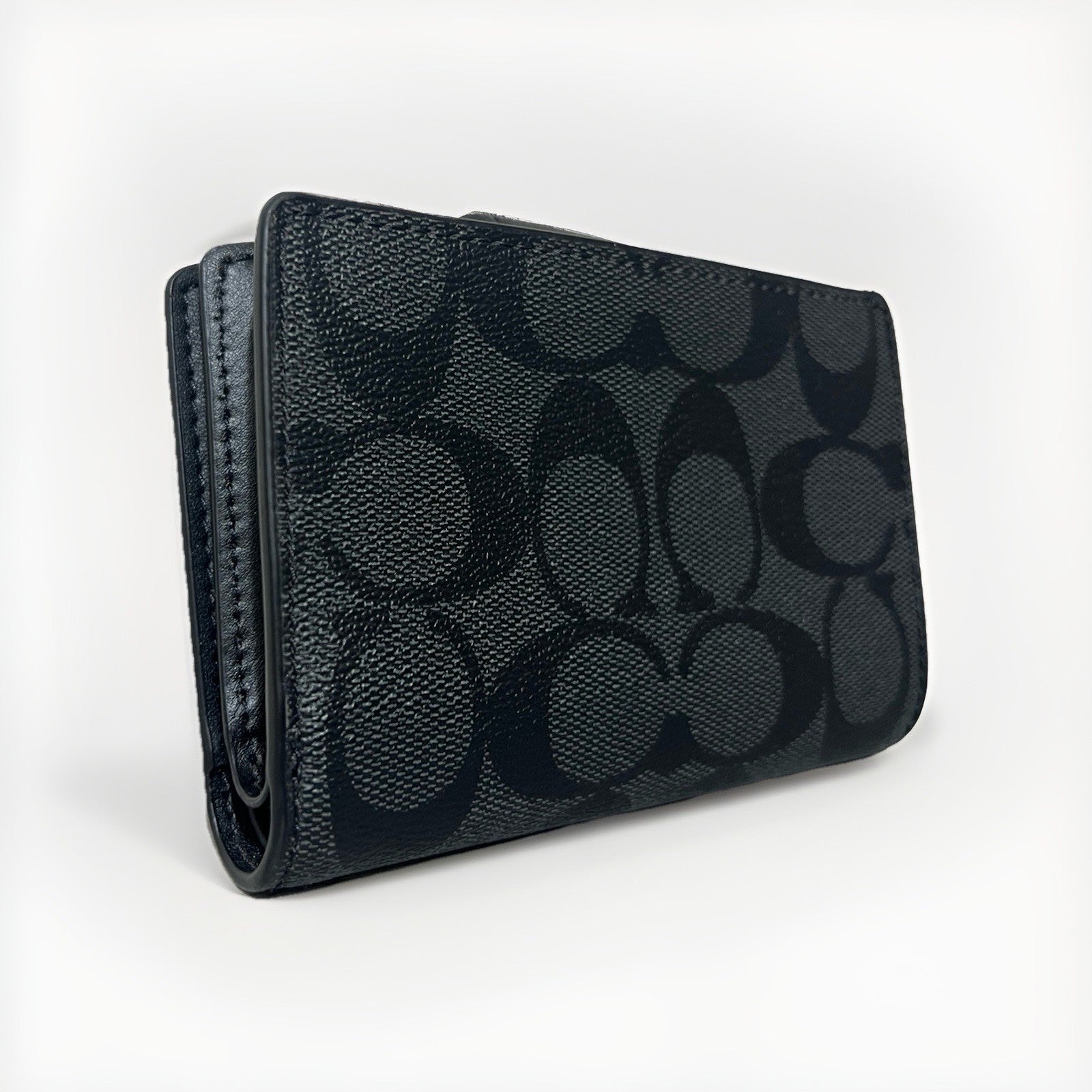 Coach Medium Corner Zip Wallet Charcoal Black NWT