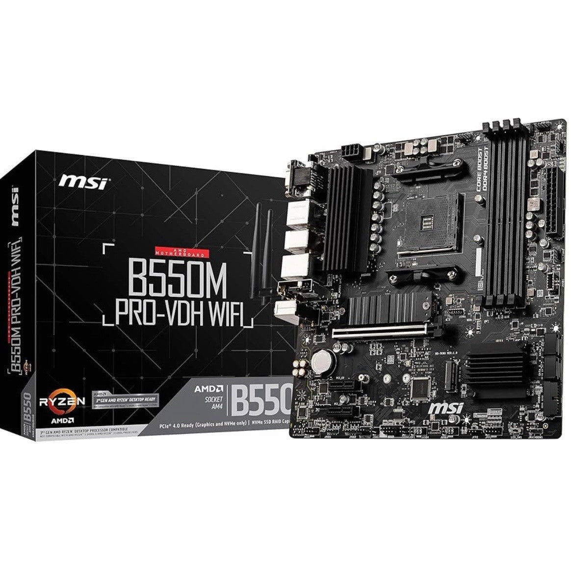 MSI B550M PRO-VDH AMD Ryzen AM4 Micro ATX Motherboard DDR4 SATA 6Gbs 128GB [NEW]