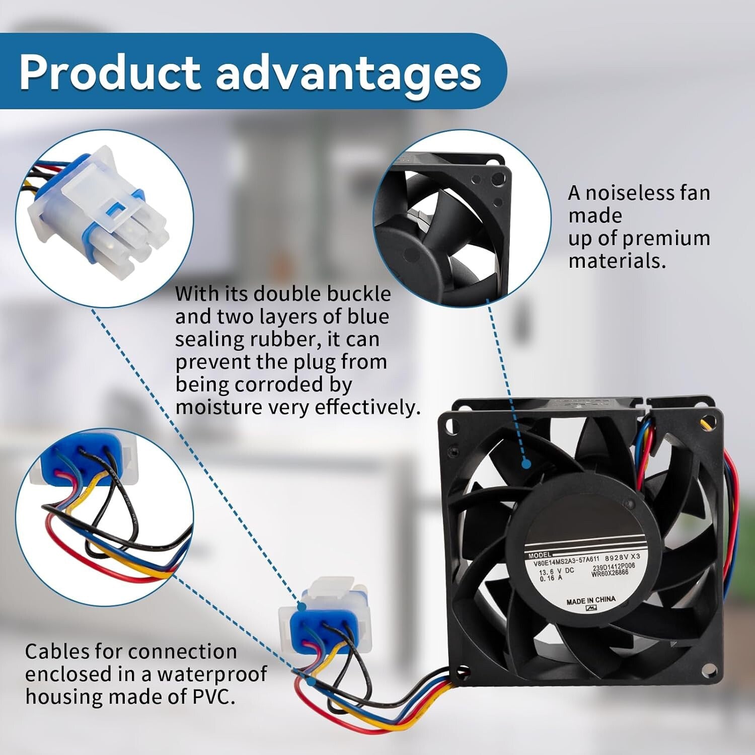Refrigerator Evaporator Fan Motor WR60x26866 WR60X10356 WR60X26033 For GE