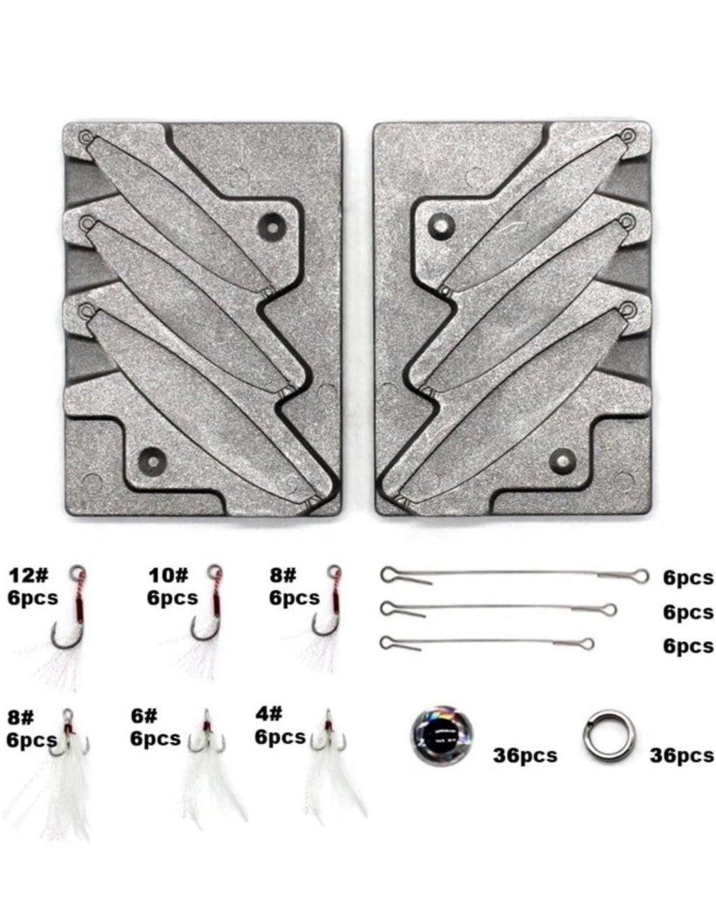 Dimatteo Fishing Metal Lure Mold Kits 1/4oz 1/2oz 3/4oz 3 Cavities 127pcs