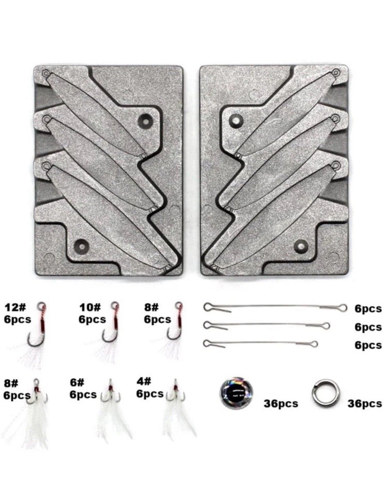 Dimatteo Fishing Metal Lure Mold Kits 1/4oz 1/2oz 3/4oz 3 Cavities 127pcs