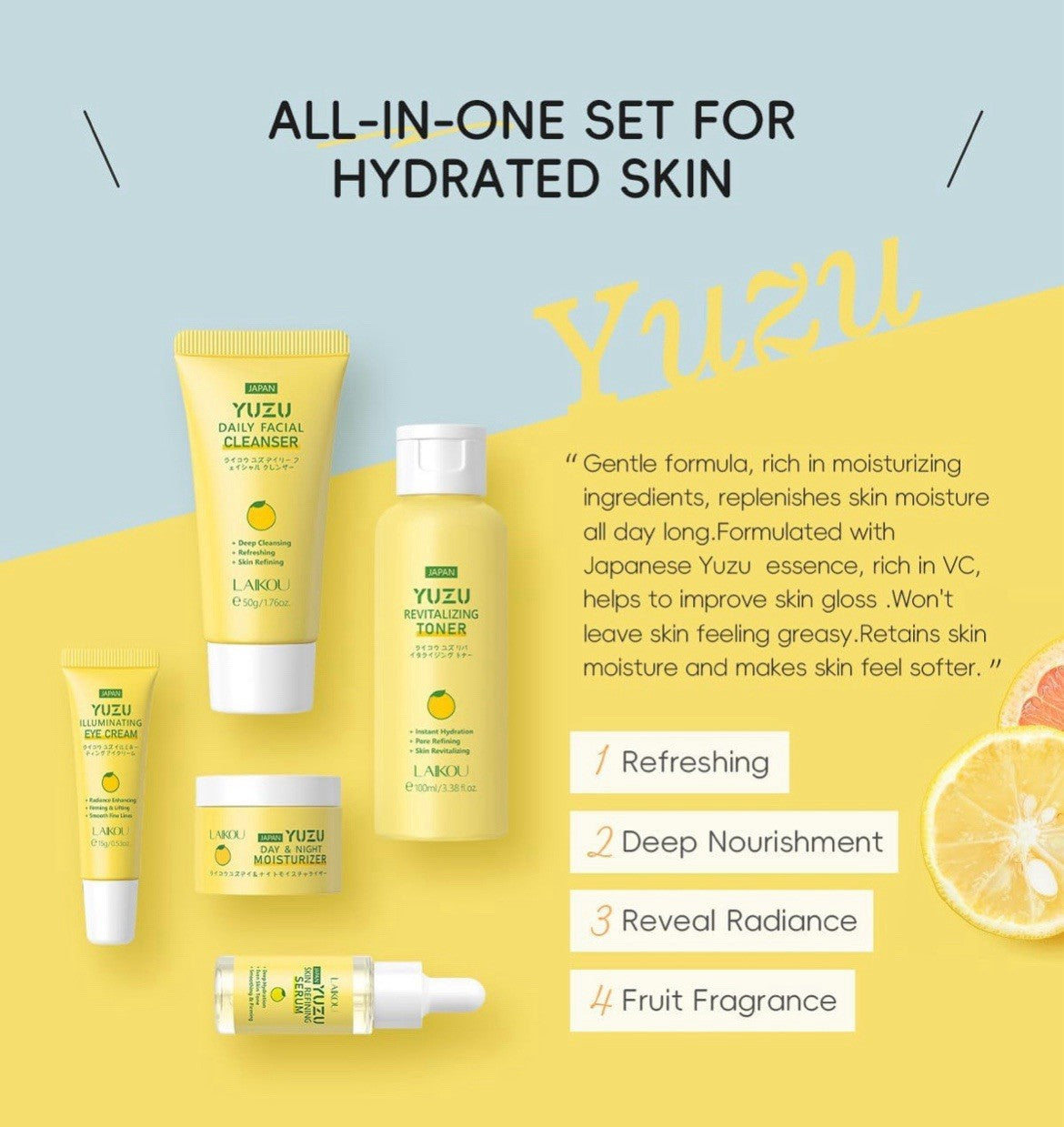 Anti-Aging Korean Skincare Set, Grapefruit 5-In-1 Skincare Gift Set