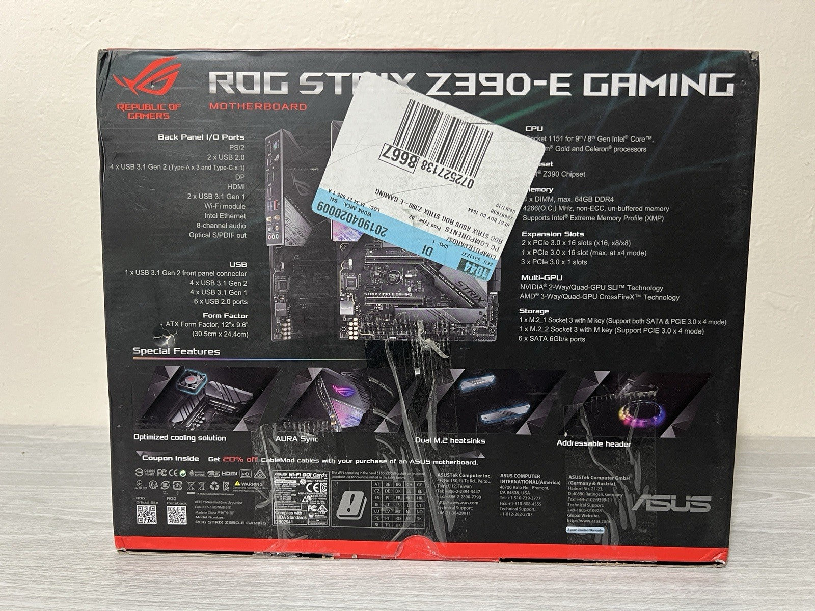 ASUS ROG STRIX Z390-E GAMING LGA 1151 Intel Motherboard