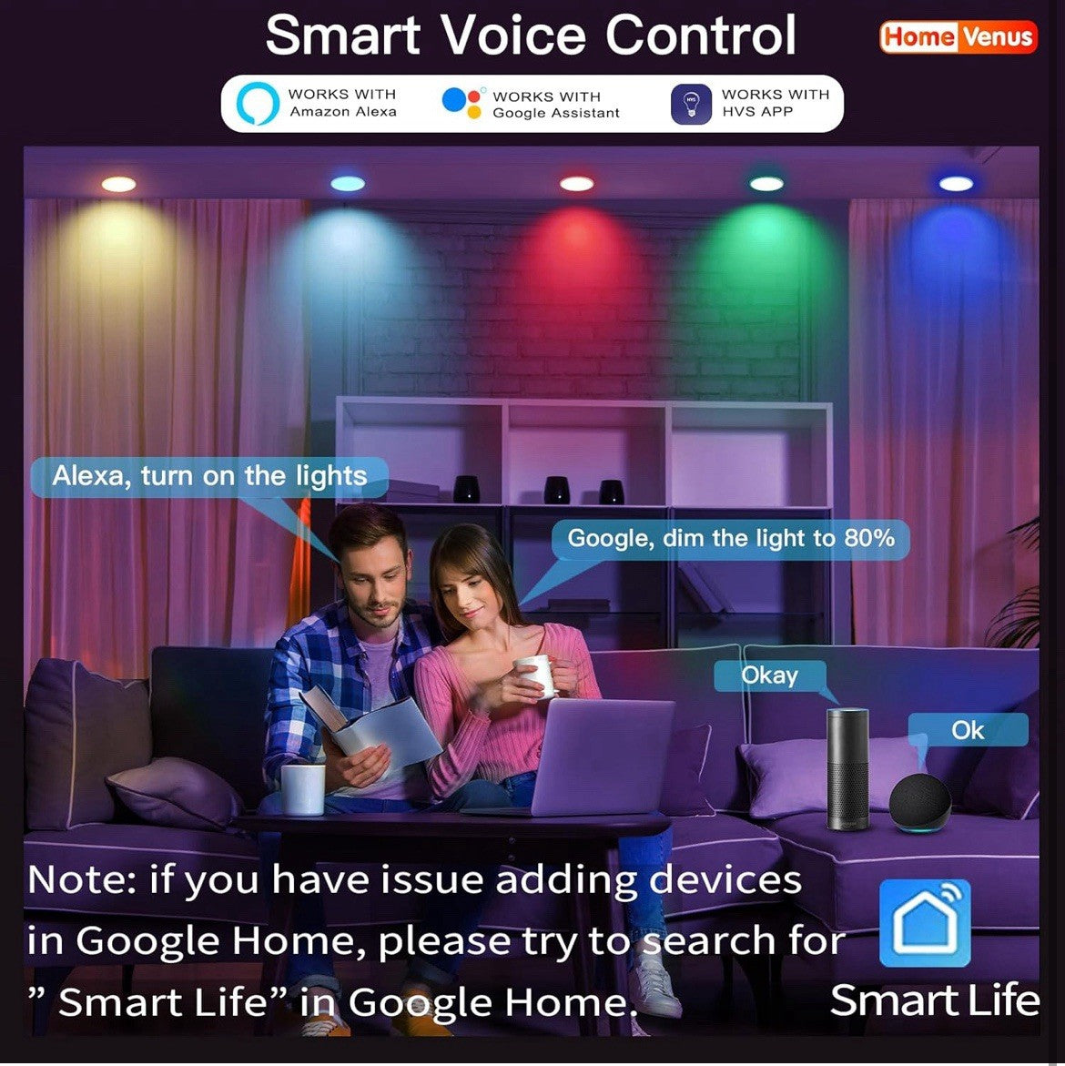 Smart Recessed Lighting 4 Inch RGBCW Color Changing 9W LED Downlight (4 Pack)