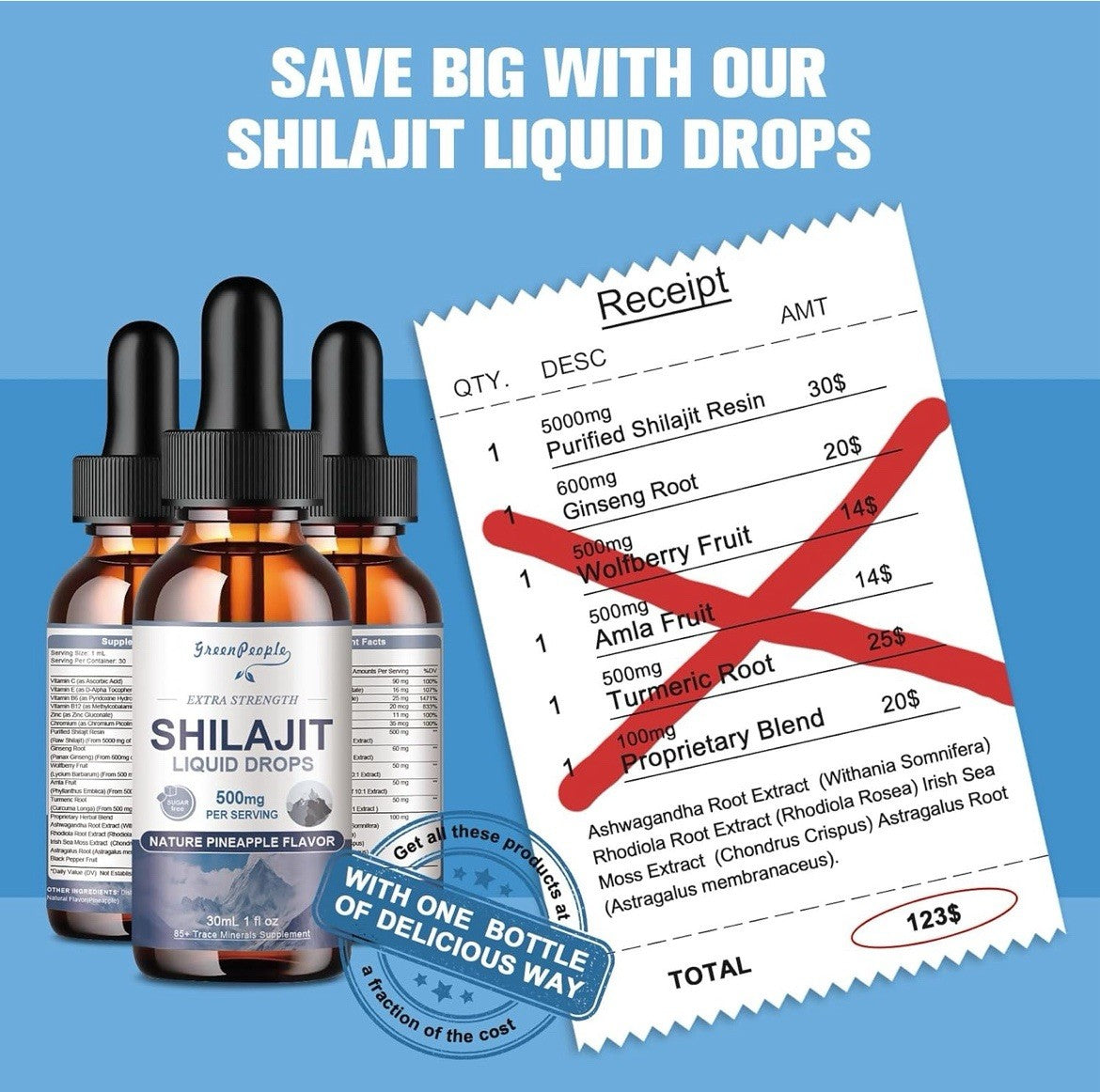 Pure Shilajit Fulicacid Drops Natural Drops Daily Energy Immune System Support
