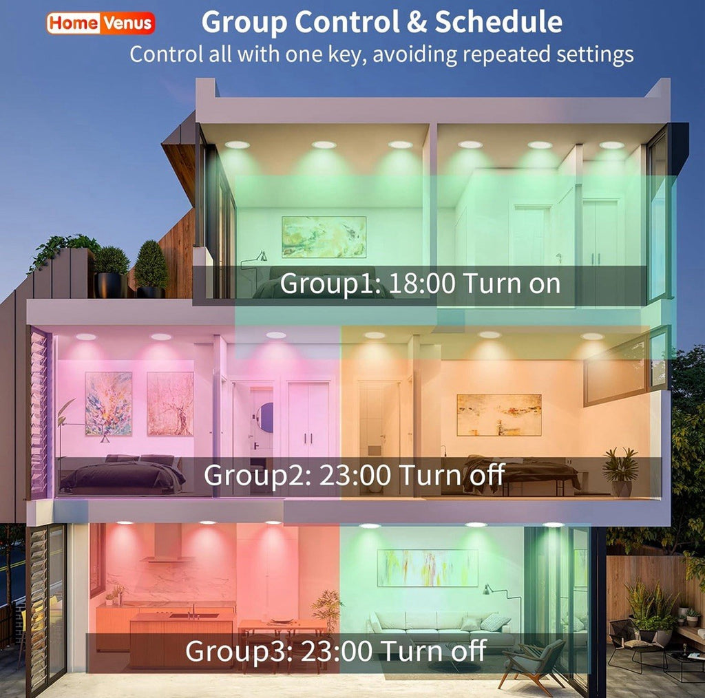 Smart Recessed Lighting 4 Inch RGBCW Color Changing 9W LED Downlight (4 Pack)