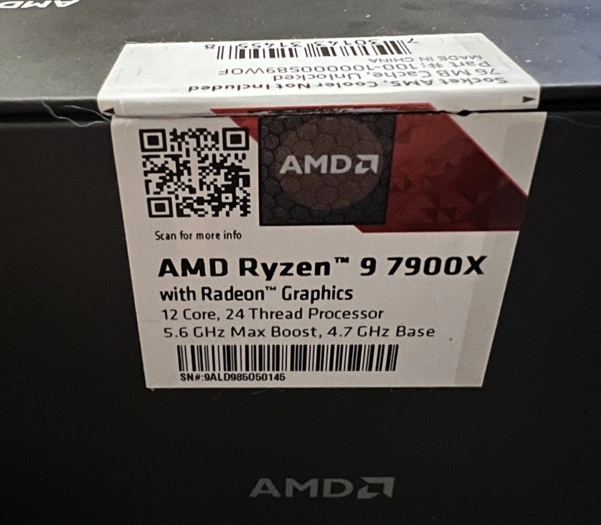 AMD Ryzen 9 7900 3.7GHz (5.4 Turbo) 12 Core AM5 Desktop Processor