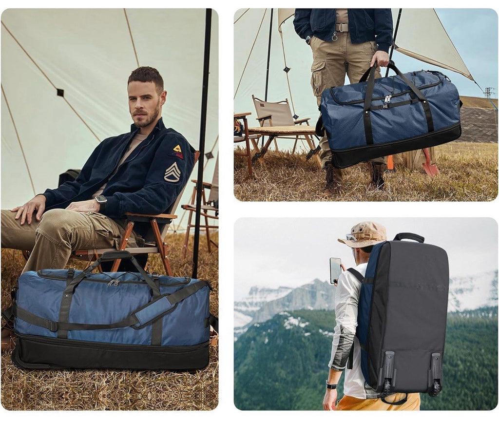 32” Expandable 140L Rolling Duffle Bag Luggage with 2 Inline Wheels Convertible