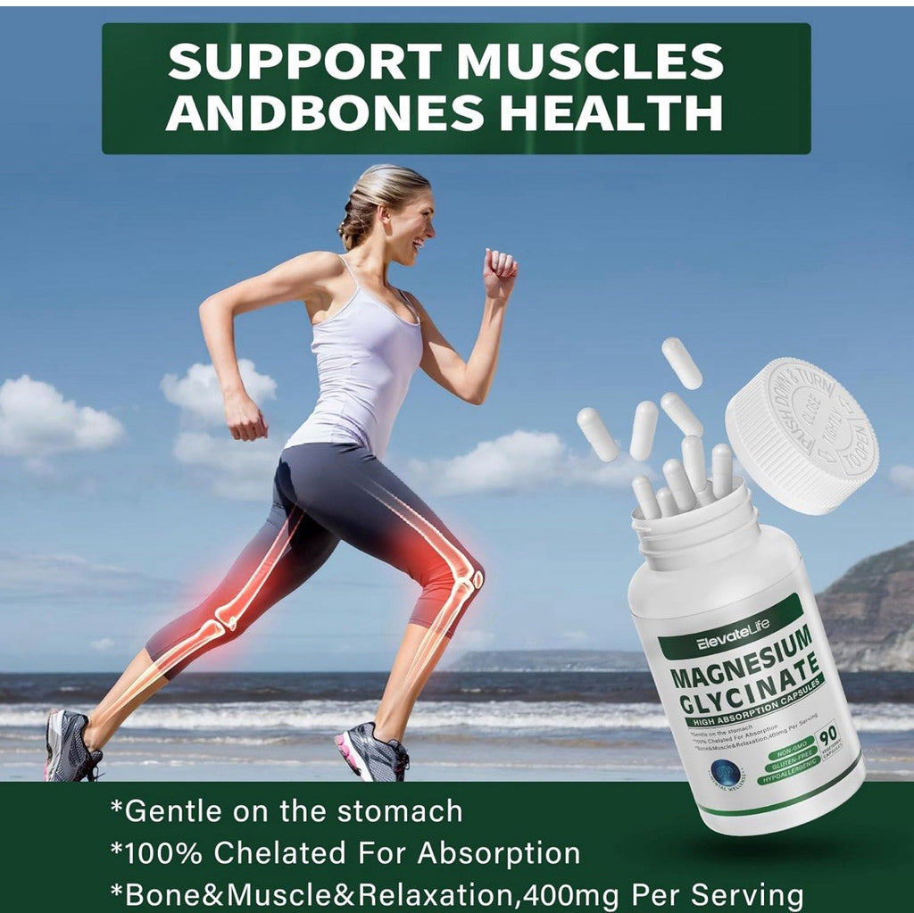 Magnesium Glycinate 400 MG per Serving 100% Chelated for High Absorption, Gentle