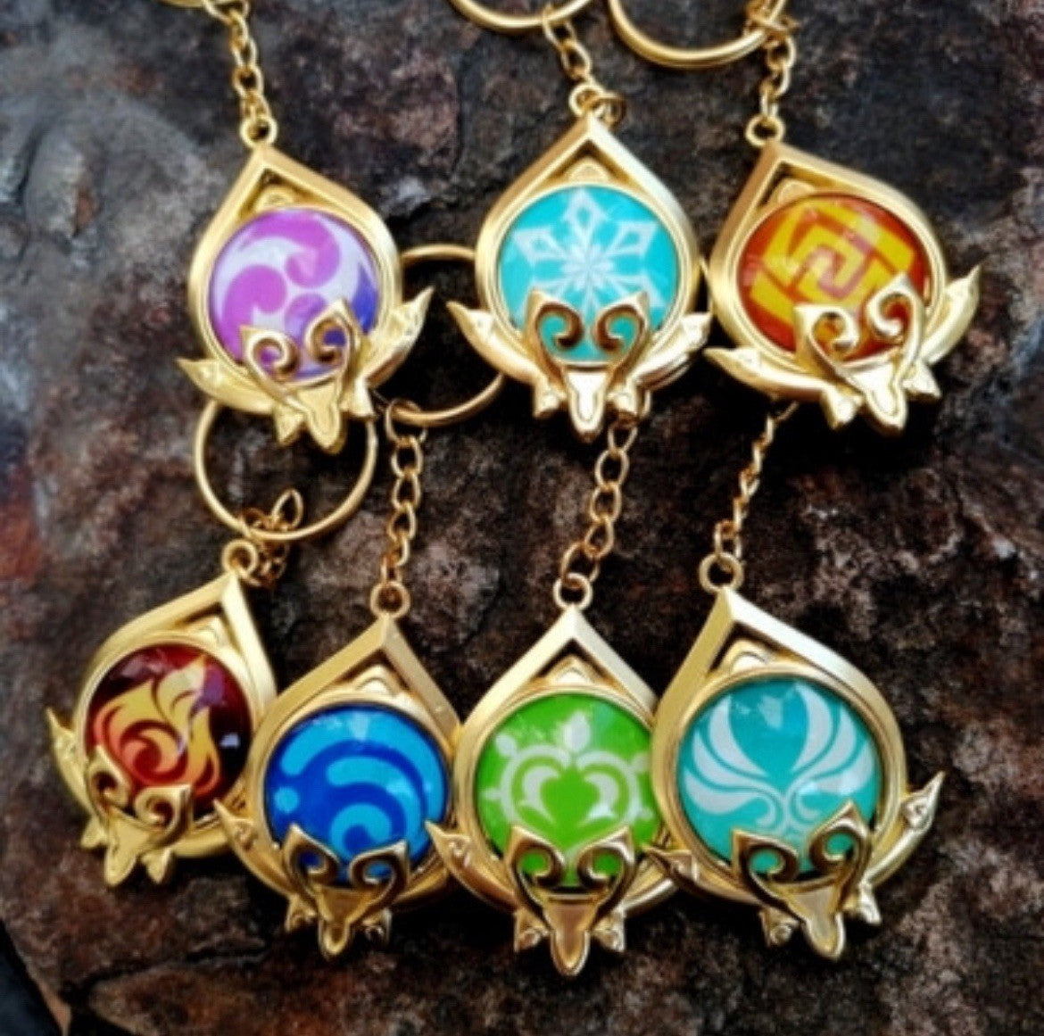 Genshin Impact Sumeru Vision Metal Keychain Key Ring Eye Of Original God Gift