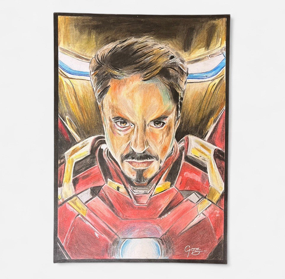 Iron Man Original Pencil Drawing With Frame