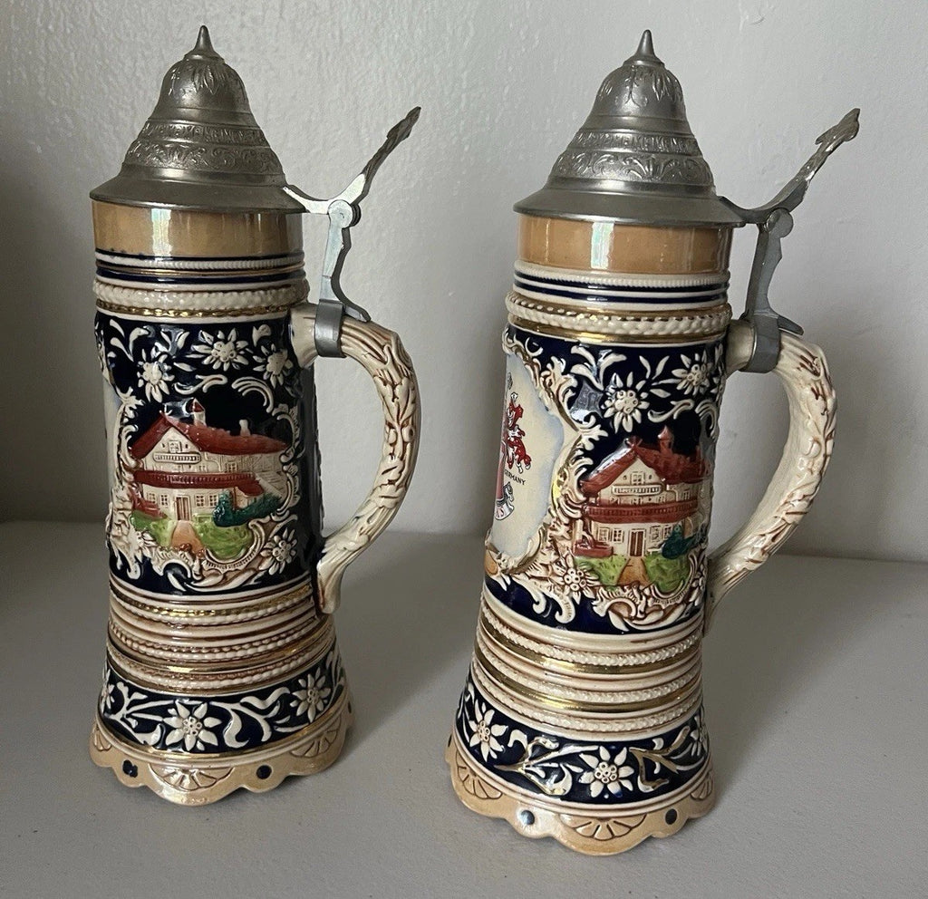 Becks Large Stein with Pewter Lid – M/R 300-Porcelain Ceramic Breweriana