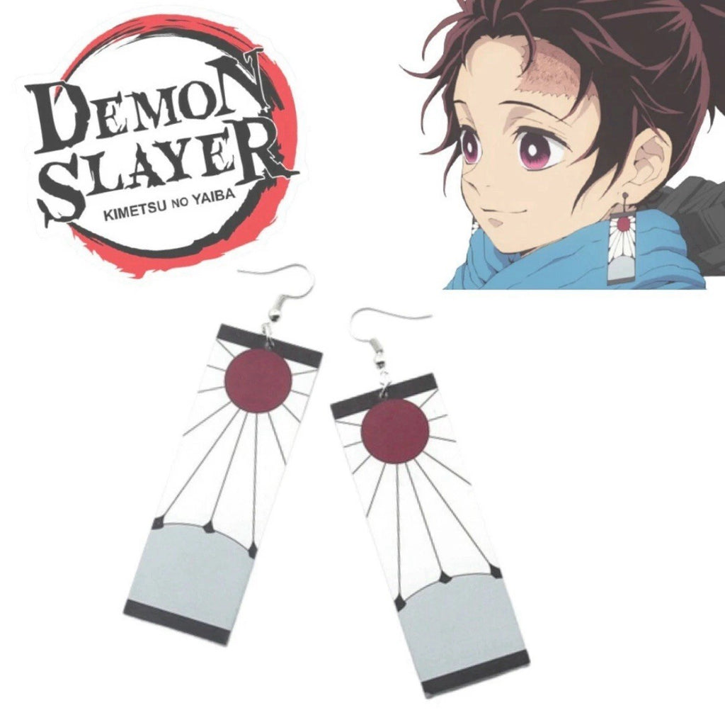 Demon Slayer Tanjiro Earrings - Kimetsu No Yaiba Hanafuda Earrings - BRAND NEW