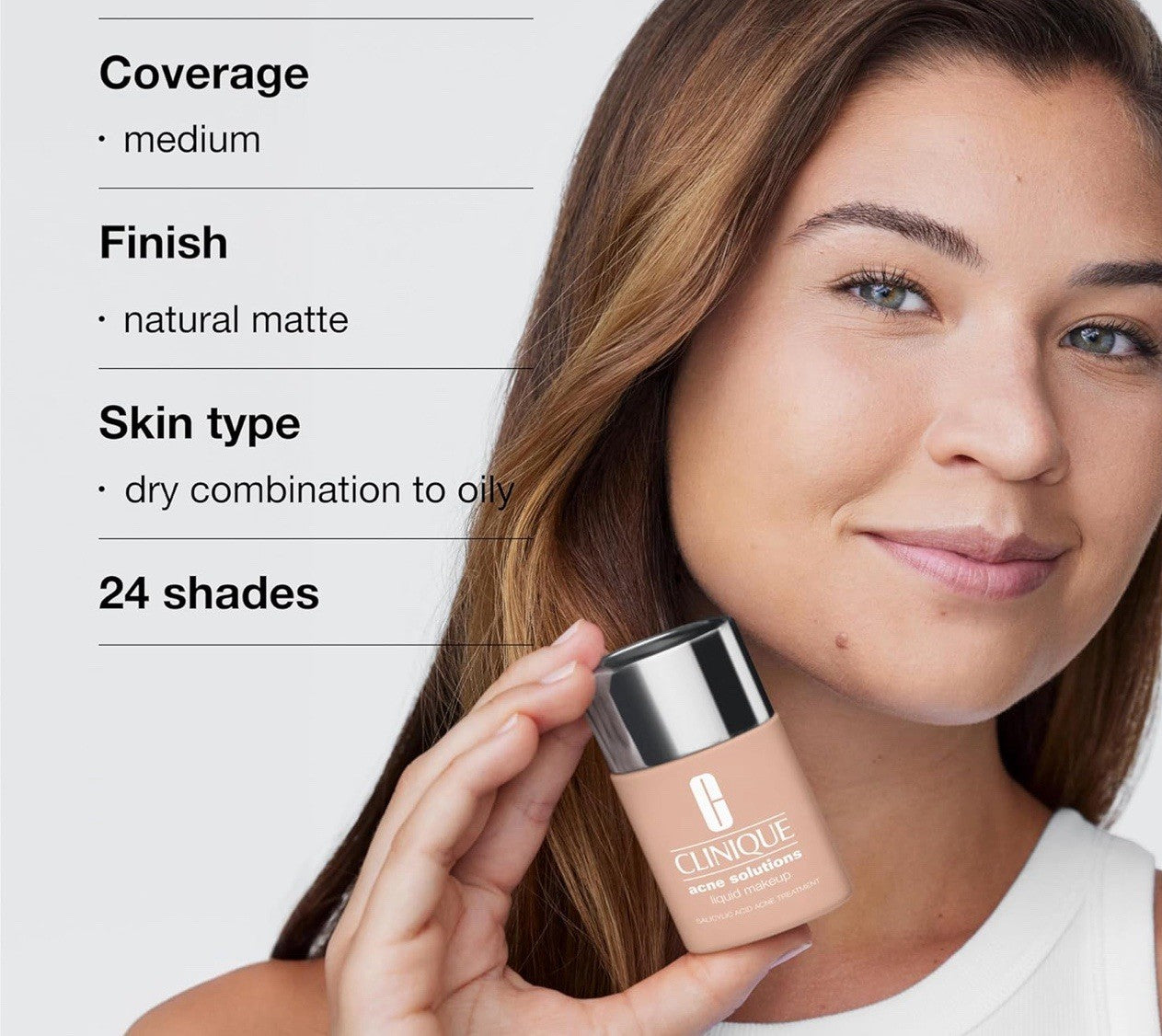 CLINIQUE Acne Solutions Liquid Makeup Foundation 1 oz, WN 46 golden neutral