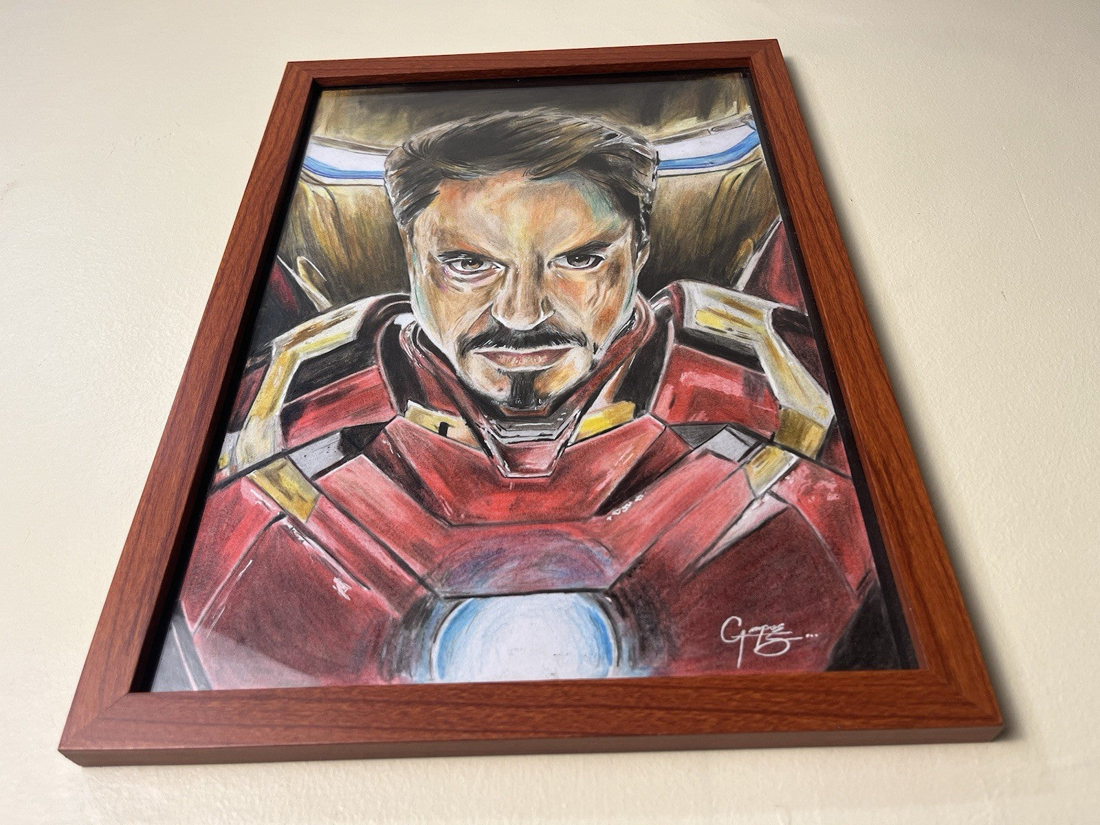 Iron Man Original Pencil Drawing With Frame