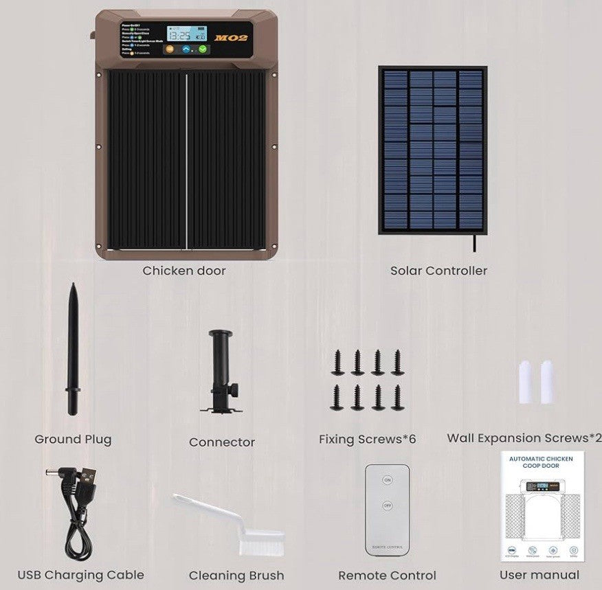 Solar-Powered Automatic Chicken Coop Door with LCD Screen - 4 Open Modes Timer