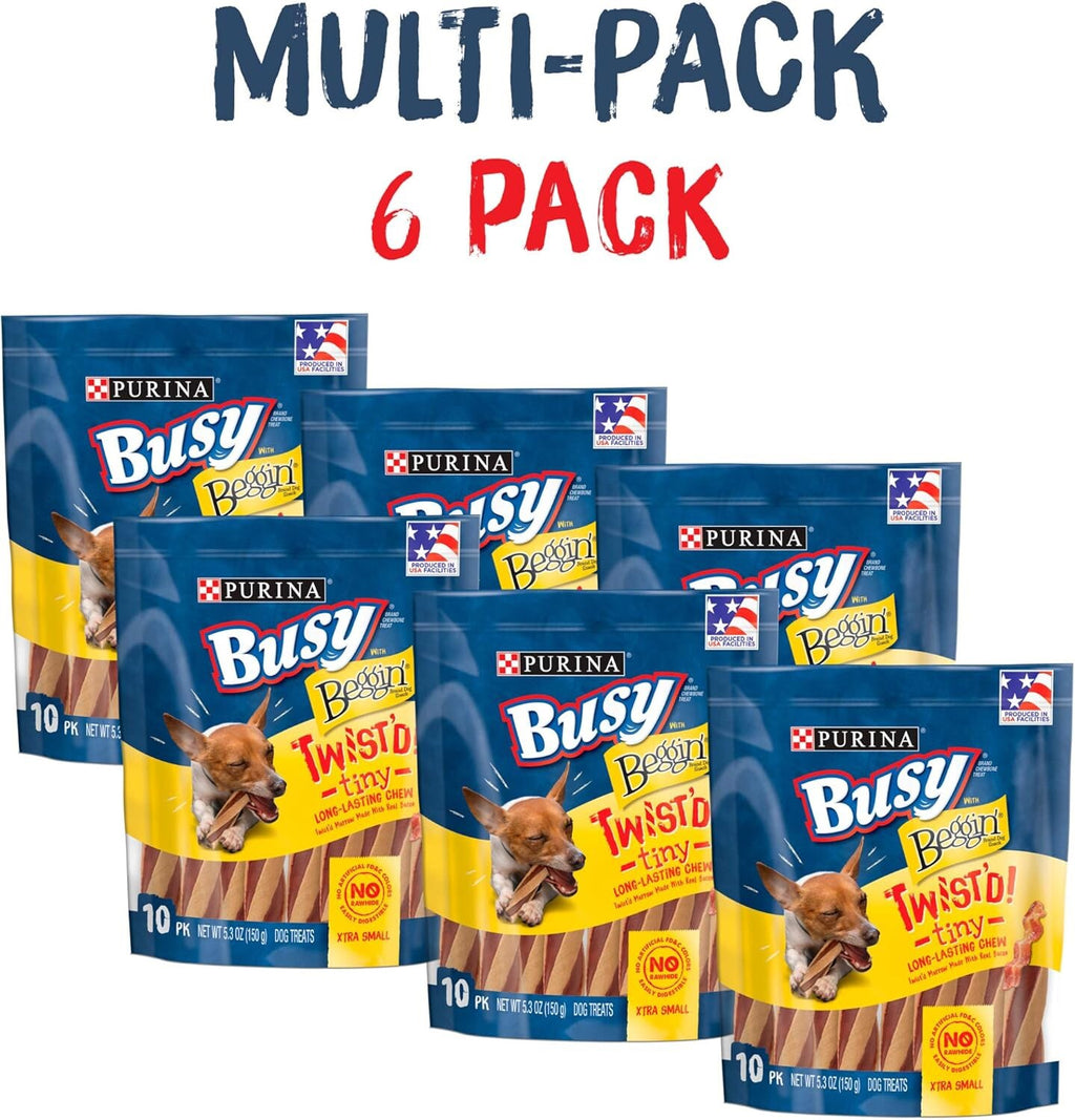 Busy Beggin' Twist'd Tiny Dog Treats (SIX PACK) Purina 10 ct. Pouches